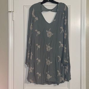 Free People Light Blue Embroidered Dress